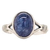 Sterling Silver Oval Cabochon Tanzanite Ring
